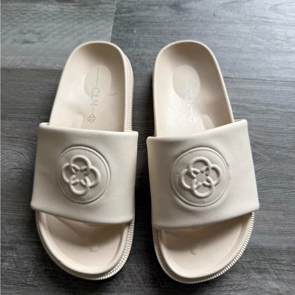 Cream Slide Sandals - Picture 2 of 3